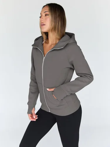 Vista 25 de Trendy Queen Sudaderas con capucha y cremallera para mujer, chaquetas de vellón, talla extragrande, moda de otoño e invierno