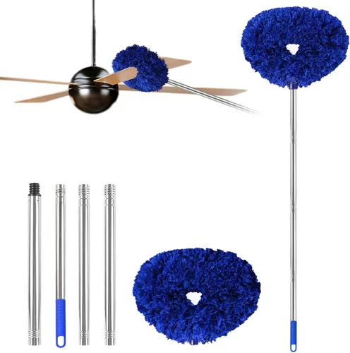 Vista 16 de Limpiador de Ventilador de Techo Plumero Reutilizable de Microfibra Limpiador de Aspas de Ventilador de Techo Plumero Extraíble con Poste