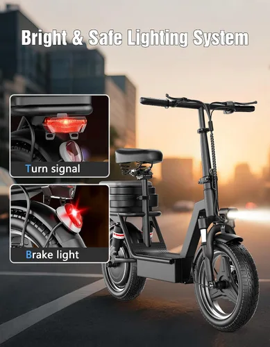 Vista 15 de Electric Scooter for Adults, 25MPH Top Speed, 35 Miles Max Range, 1000W Peak Motor, 48V 13Ah Battery, 14" E Scooter with Seat, Dual Suspension Oscuro