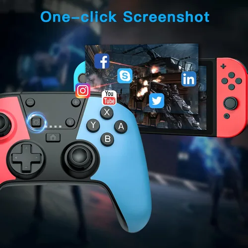 Vista 3 de Controlador inalámbrico para interruptorinterruptor OLED, Rahaat Switch Pro controlador remoto Gamepad Joystick para consola de interruptor