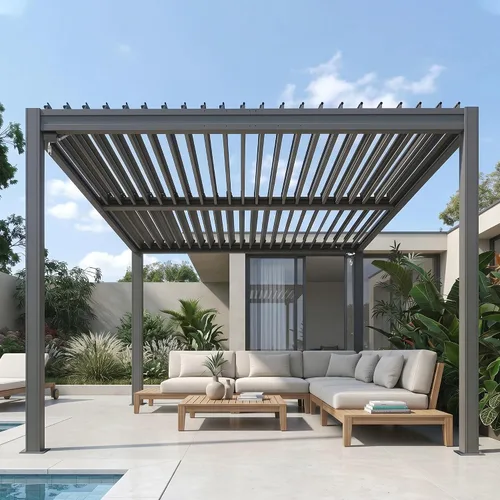 Vista 33 de Domi Pergola Screen All Aluminum, sombra de privacidad, 1 paquete, marrón