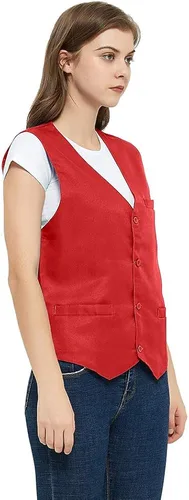 Vista 4 de TOPTIE Chaleco unisex con botones para uniforme de trabajo
