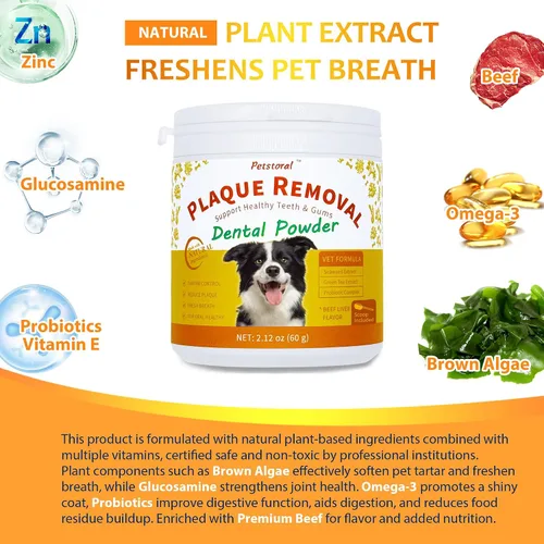 Vista 4 de Petstoral - Polvo dental natural para perros, sabor a hígado de res