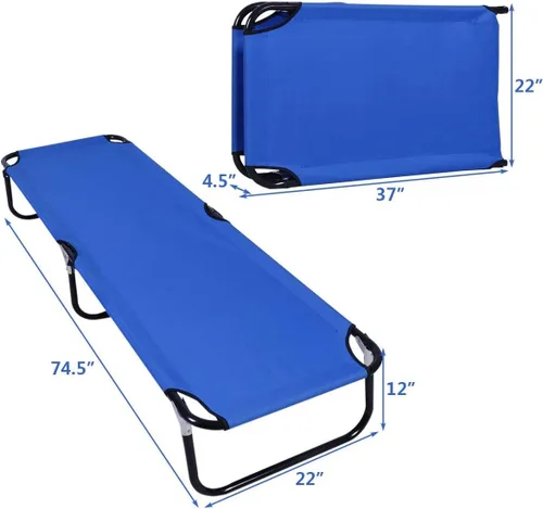 Vista 4 de GOFLAME Catre plegable para acampar, cama plegable portátil, capacidad de peso de hasta 300 libras, catres de camping para uso en interiores