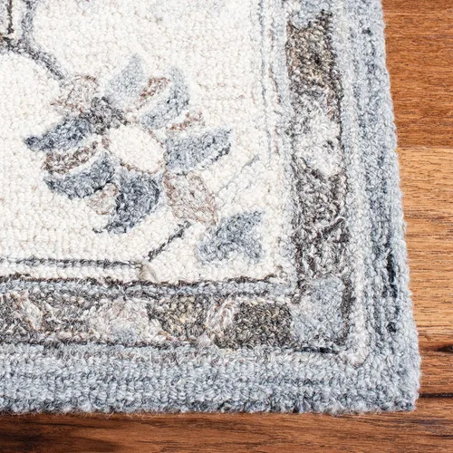 Vista 3 de SAFAVIEH Suzani Collection - Alfombra decorativa de 2 x 3 pies, gris y marfil, lana bohemia hecha a mano, ideal para zonas de alto tráfico