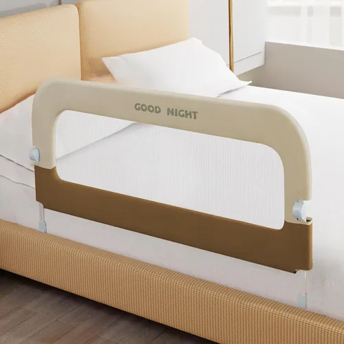 Vista 10 de Riel de cama para niños pequeños, rieles de cama de 31 pulgadas Beige con caqui