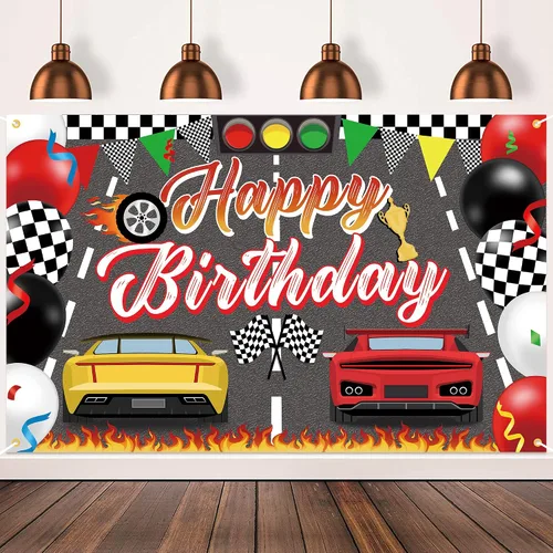 Vista 5 de 13th Happy Birthday Backdrop Birthday Banner Decorations for Boys Girls, Blue Toned Polyester Material 13th Birthday Party Wall Backdrop Photo Booth