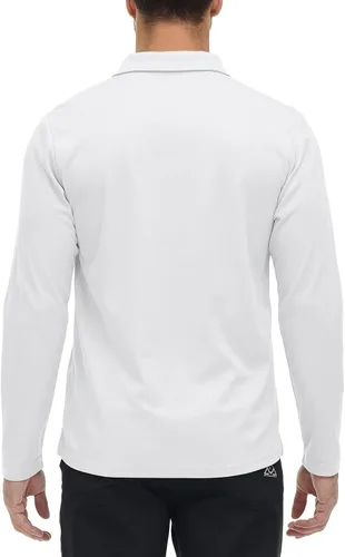 Vista 4 de Rdruko Polo para hombre con bolsillo de manga larga de secado rápido para golf al aire libre con cuello