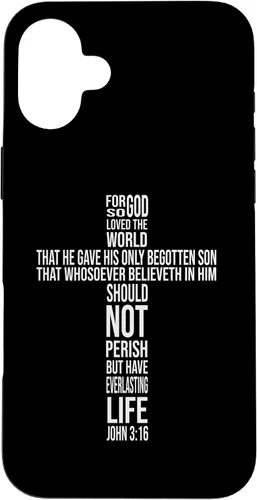 Vista 23 de Christian Cross John 3:16 Bible Verse Faith-Based Easter Case for iPhone 16