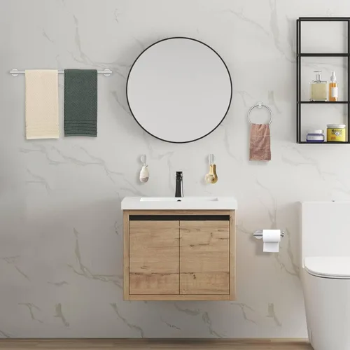 Vista 7 de Juego de 10 toallas de níquel cepillado, juego de accesorios de baño, juego de toalleros de 23.6 pulgadas, juego de toalleros de acero inoxidable