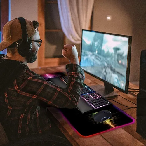 Vista 7 de Alfombrilla de mouse para juegos de anime sexy para niñas, pecho RGB, alfombrilla de mouse de anime Genshin Impact Hu Tao Gaming, grande, sexy