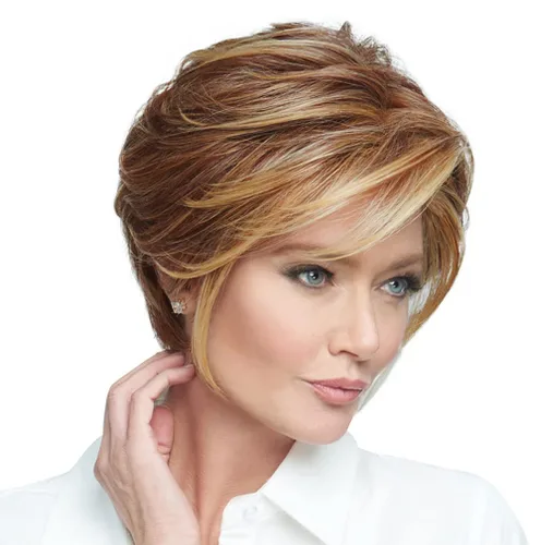 Vista 27 de Raquel Welch Go To Style - Peluca de pelo corto versátil y favorecedora de Hairuwear, gorra media, castaño iluminado por el sol RL10/12