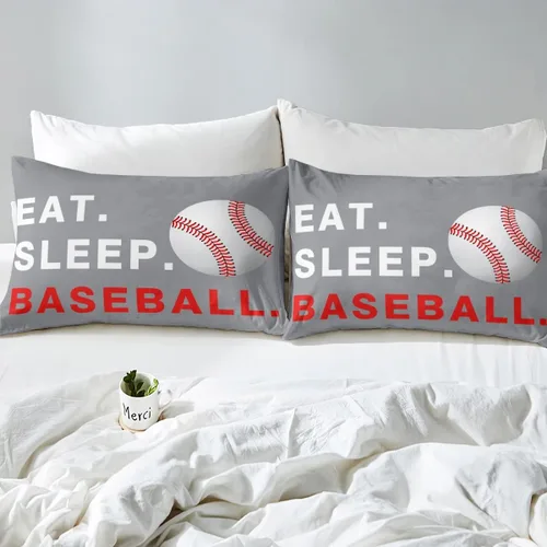 Vista 5 de Feelyou Juego de sábanas de béisbol para niños, juego de sábanas con temática deportiva de pelota, tamaño individual, para niños, adolescentes