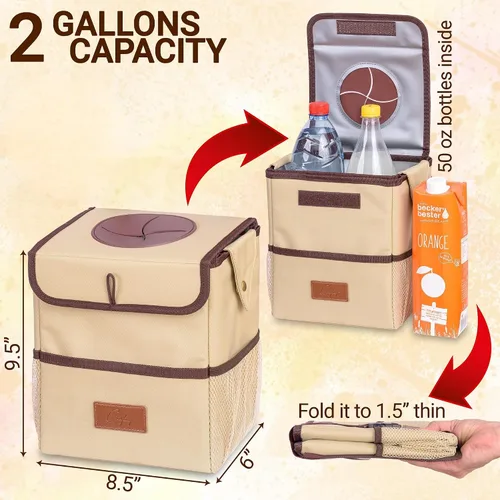 Vista 4 de Creathing - Bote de basura para coche, impermeable, con tapa, consola o asiento