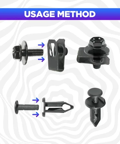 Vista 2 de 35 piezas de kit de protección contra salpicaduras para el motor, remaches de guardabarros, clips de retención de parachoques, remaches