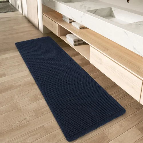 Vista 13 de Alfombra de baño mejorada con diseño de gofres, absorbente y antideslizante Negro