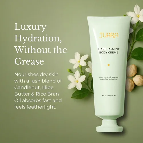 Vista 2 de Juara Tiare Jasmine Body Creme Loción corporal hidratante para piel seca Crema corporal hidratante con aceites naturales Cuidado de la piel