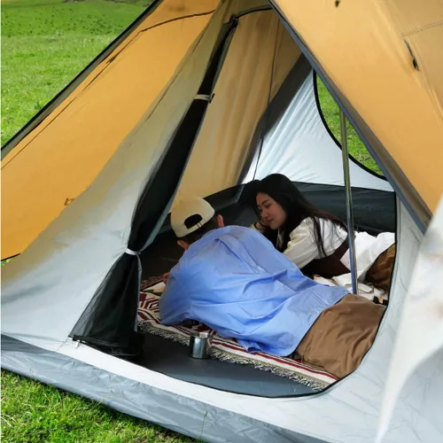 Vista 4 de GagalU Tienda de campaña piramidal para adultos, tienda de campaña india Tipi, diseño de doble puerta con malla extraíble, tienda de campaña