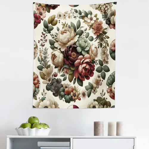 Vista 80 de Ambesonne Tapiz bohemio, diseño floral de bruja, luna y mariposa con adornos de mandala, decoración de tela para colgar en la pared para dormitorio