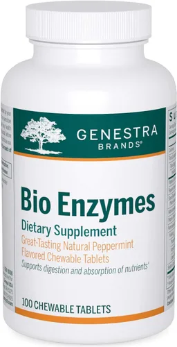 Vista 4 de Genestra Brands Bio Enzimas, sabor a menta, 100 tabletas masticables