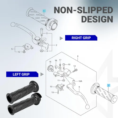 Vista 5 de BlueStars Durable 57110-29G02-291 & 57211-22D02-291 - Agarres de mano para motocicleta, compatibles con Suzuki GSX-R600 GSX-R750 GSX-R1000 AN400
