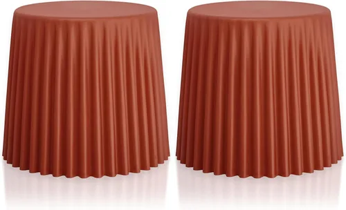 Vista 14 de 2xhome Juego de 2 taburetes apilables modernos Mesa auxiliar versátil moldeada de plástico, otomana, sillas Resistente a la intemperie para uso