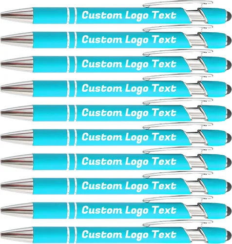 Vista 13 de Bolígrafos personalizados con nombre, texto, logotipo, bolígrafo personalizado para eventos de oficina de negocios con lápiz óptico para pantalla