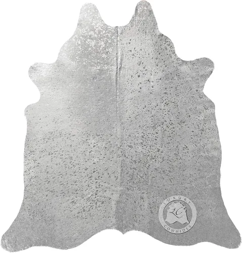 Vista 7 de Sunshine Cowhides Alfombra de piel de vaca negra teñida, 100 % color dorado metálico auténtico, alfombra de estilo moderno de piel de animal