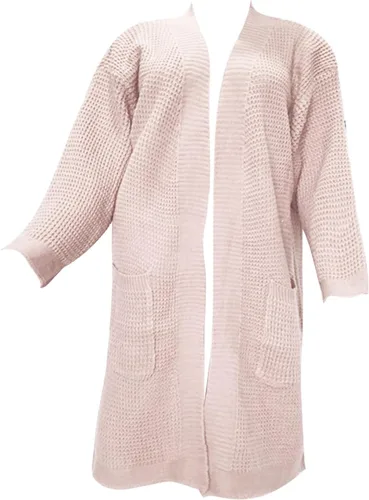 Vista 4 de Cárdigan de punto grueso con frente abierto para mujer, suéter de manga larga, acanalado, ligero, elegante, casual, para exteriores