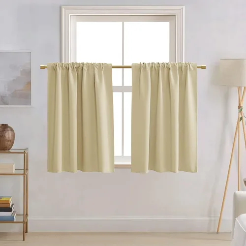 Vista 8 de PANELSBURG - Cortinas de cocina para ventanas, cortinas cortas térmicas aisladas de invierno para puerta con ventana, 24 pulgadas de largo, beige
