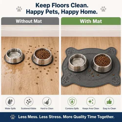 Vista 7 de Bulk Buys Tapete para caja de arena para gatos, malla de PVC suave, ayuda a controlar la dispersión y el desorden, parte trasera antideslizante