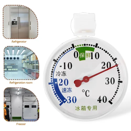Vista 4 de Uonlytech Termómetro de esfera de alta precisión con soporte de ventosa para congelador y refrigerador, amplio rango de temperatura a medidor