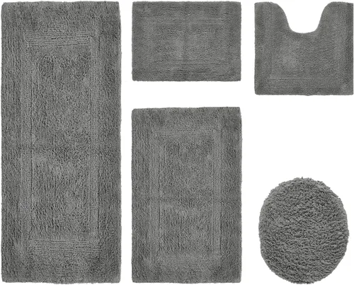 Vista 596 de Better Trends - Juego de 2 alfombras de baño 100% algodón, extra suaves, con borlas, de 17" x 24", alfombra de baño superabsorbente y reversible