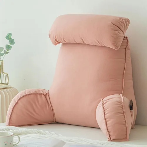 Vista 14 de Almohada de lectura con reposabrazos, almohada de apoyo para el respaldo, cojín de apoyo lumbar, con soporte para el cuello, con bolsillo, para Gris