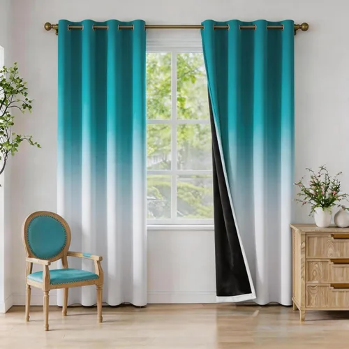 Vista 12 de WUBODTI 2 paneles de cortinas traslúcidas color negro degradado para dormitorio, sala de estar, 84 pulgadas de largo, 2 paneles de cortinas