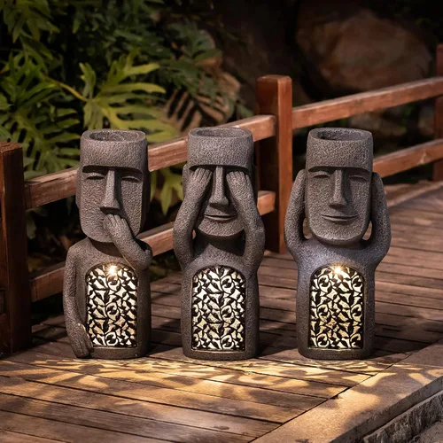 Vista 5 de LuxenHome - Estatua de luces solares de 21 pulgadas para exteriores, juego
