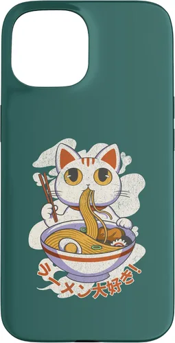 Vista 6 de Funda linda para iPhone 11 Chinese Lucky Cat Eating Ramen noodle lover anime Japón