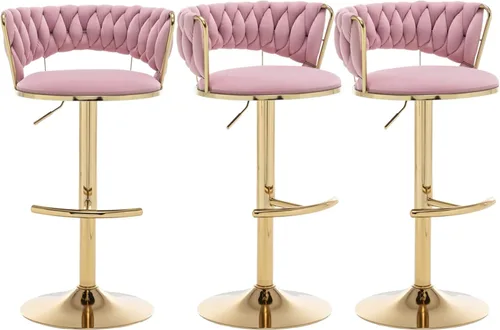 Vista 13 de Canxkun Gold - Juego de 2 taburetes de bar, sillas de bar de altura de mostrador con respaldo bajo, taburetes de bar de altura ajustable de Beige