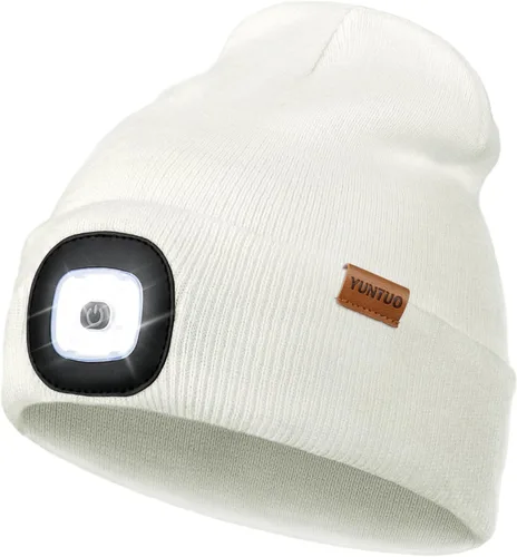 Vista 44 de Gorro LED con la luz, unisex, linterna frontal recargable por USB, gorro de punto de invierno, regalos para hombres, papá, esposo, él Azul Oscuro