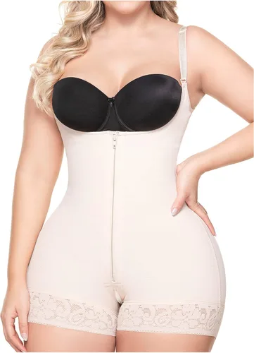 Vista 13 de Sonryse Fajas Colombianas Postparto Tummy Tuck Post Surgery Compression Bodysuit Garment for Women Beige-Mid Longitud del muslo-047bf