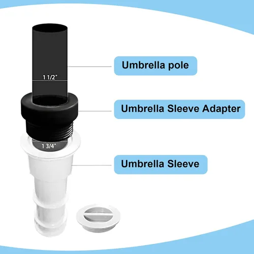 Vista 3 de Thyle Adaptador estabilizador de sombrilla de piscina, fundas de adaptador roscadas para sombrilla de piscina, inserto estabilizador para patio al