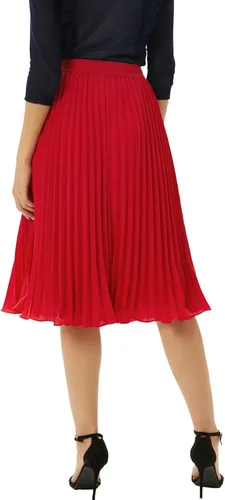 Vista 66 de GRACE KARIN - Falda plisada de gasa para mujer, con cintura alta y elástica, vuelo, corte acampanado y longitud por debajo de la rodilla