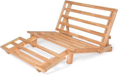 Vista 9 de Nirvana Futons Tumbona de futón doble con colchón de microfibra de madera maciza natural Fudge de microfibra