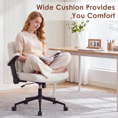 Vista 7 de Criss Cross Office Chair with Wheels,Chenille Beige