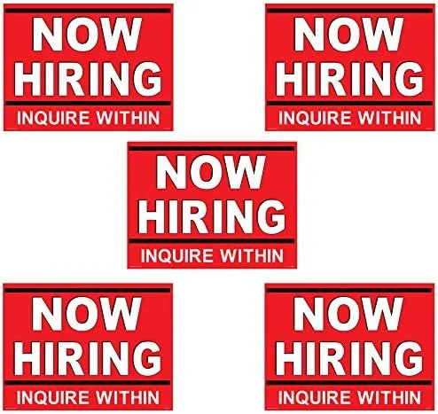 Vista 10 de NOW HIRING Inquire Within" - Adhesivo para ventana de 18 x 24 pulgadas, hacia adentro hacia afuera (10 unidades: 5 azules y 5 rojos)