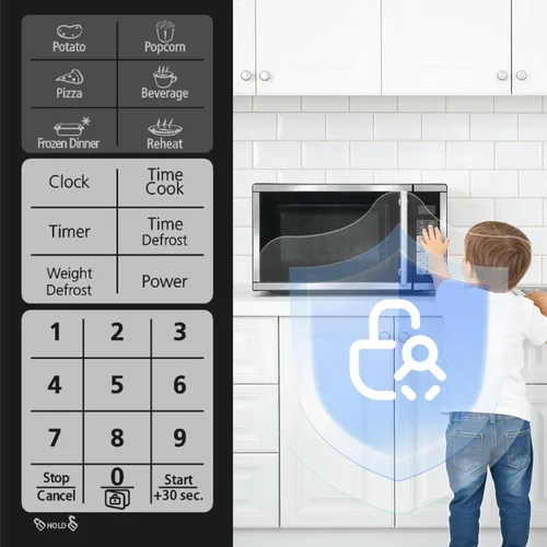 Vista 2 de SMETA Hornos microondas de encimera de 0.7 pies cúbicos, horno microondas compacto de 700 vatios, 10 niveles de potencia con botón giratorio