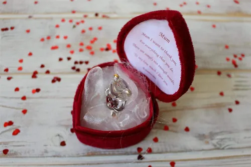 Vista 4 de Caja en forma de corazón de oso de cristal para una madre muy querida gracias mamá
