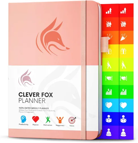 Vista 17 de Clever Fox Planner – Planificador semanal y mensual sin fecha para productividad, manejo del tiempo y objetivos – Diario organizador – A5