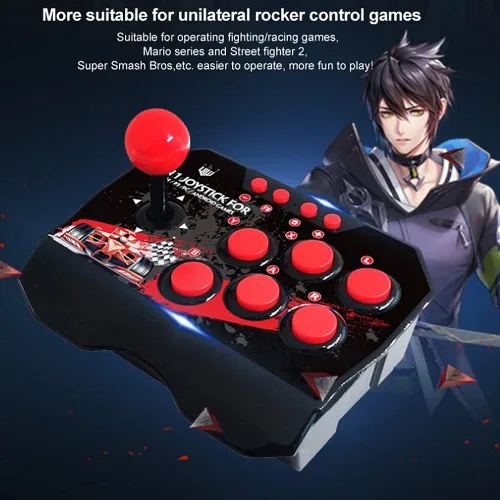 Vista 6 de Diyeeni Arcade Fight Stick Controller, 4 in 1 Wired Game Joystick for SwitchPS3PCAndroid TV, with Spherical Joystick and 6 Control Buttons, 3m9.8ft