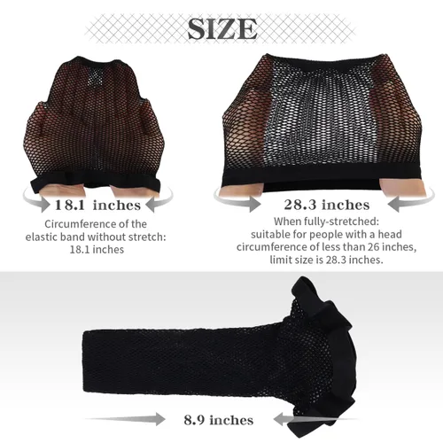 Vista 7 de Dreamlover Gorras de peluca de ganchillo, gorras de malla negra para pelucas, 3 piezas Tubi wig caps for overnight frizz-free wrapping, Fits curly